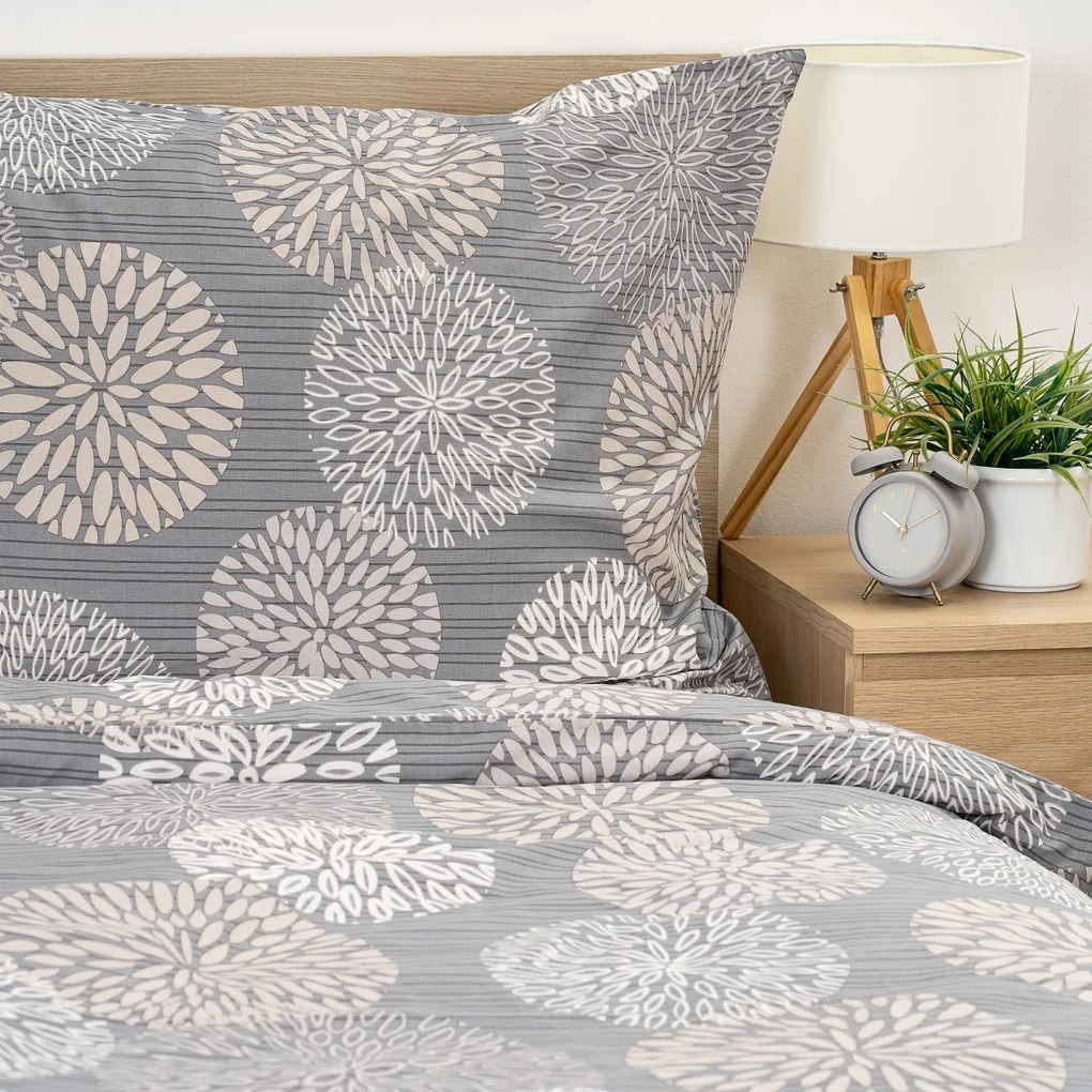 4Home Bavlnené obliečky Grey Petals, 220 x 200 cm, 2 ks 70 x 90 cm