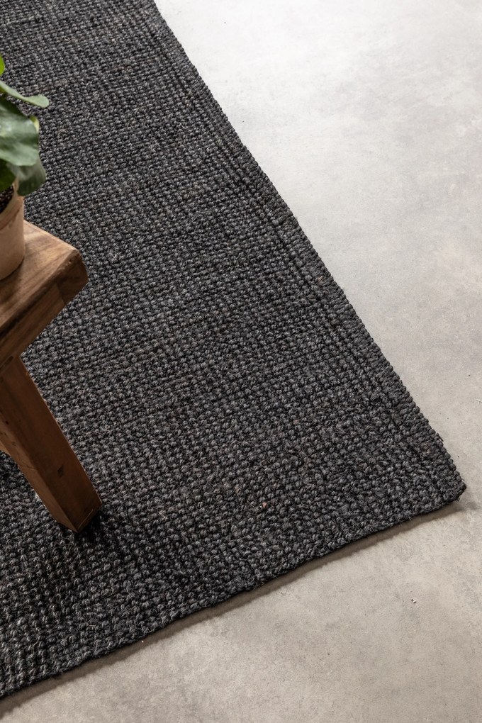 Hanse Home, Koberec behúň Bouclé Jute 105976 Black, 80x200, čierna, chodba / predsieň