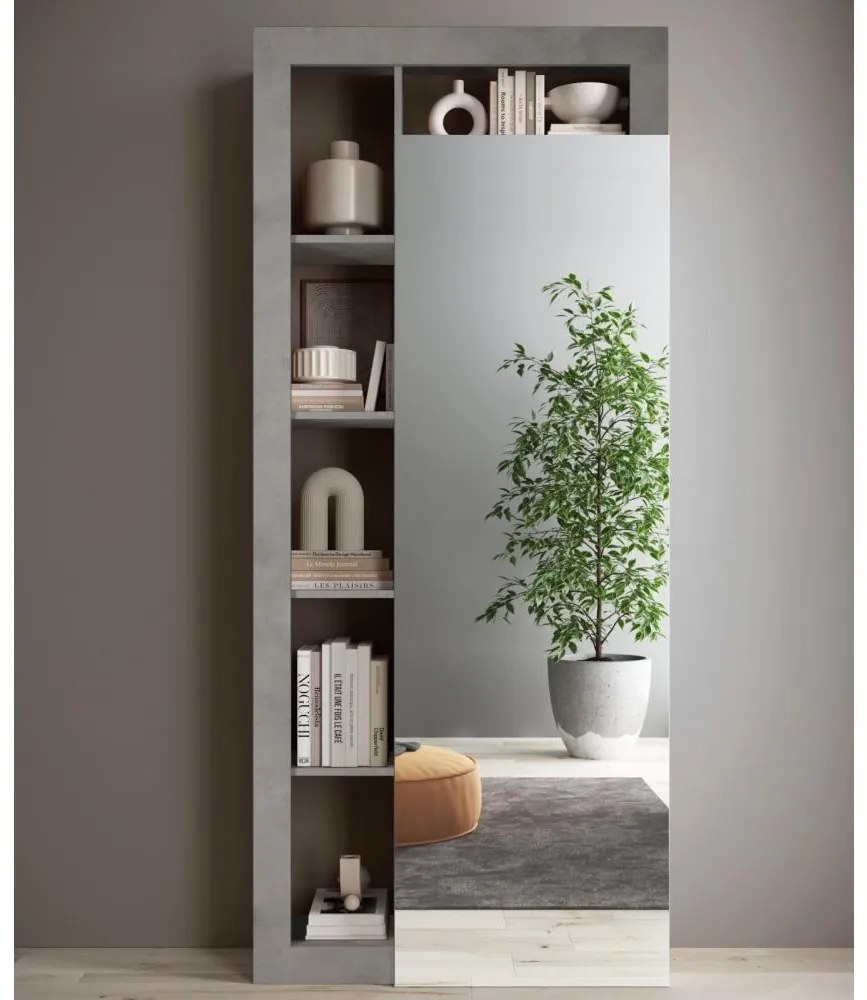 Šatníková skriňa LENOR 91x209 cm biela/šedá betónový dekor