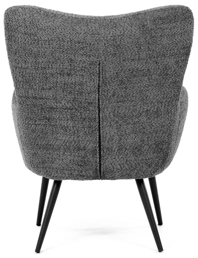 Autronic - Křeslo "ušák", potah šedá látka, nohy černý kov. - AK-W1206 GREY2