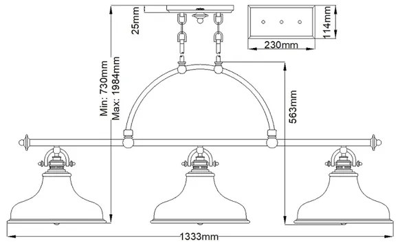 Quoizel QZ-EMERY3P-WS - Luster na reťazi EMERY 3xE27/100W/230V mosadz
