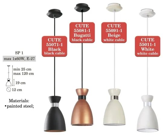 Luster na lanku CUTE 1xE27/60W/230V