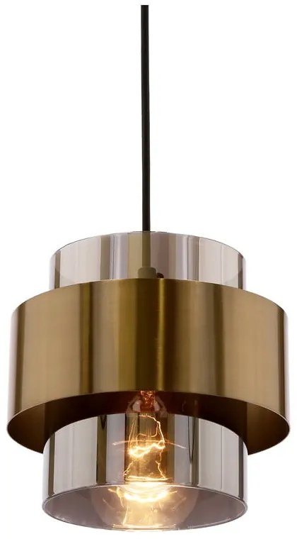 Čierne závesné svietidlo so skleneným tienidlom ø 18 cm Spiega – Candellux Lighting