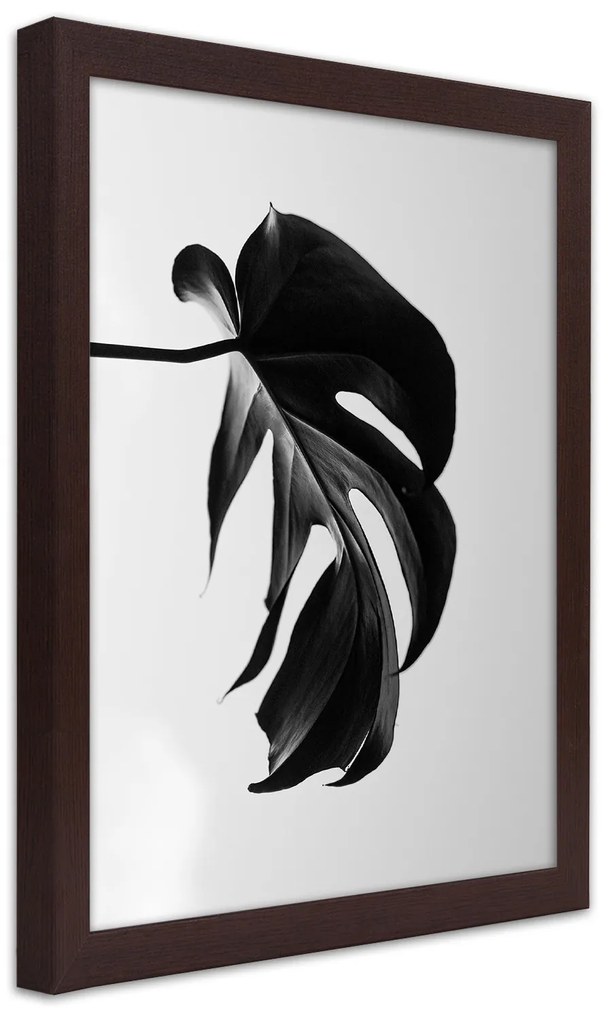 Gario Plagát Čierna a biela monstera list Farba rámu: Bez rámu, Rozmery: 20 x 30 cm