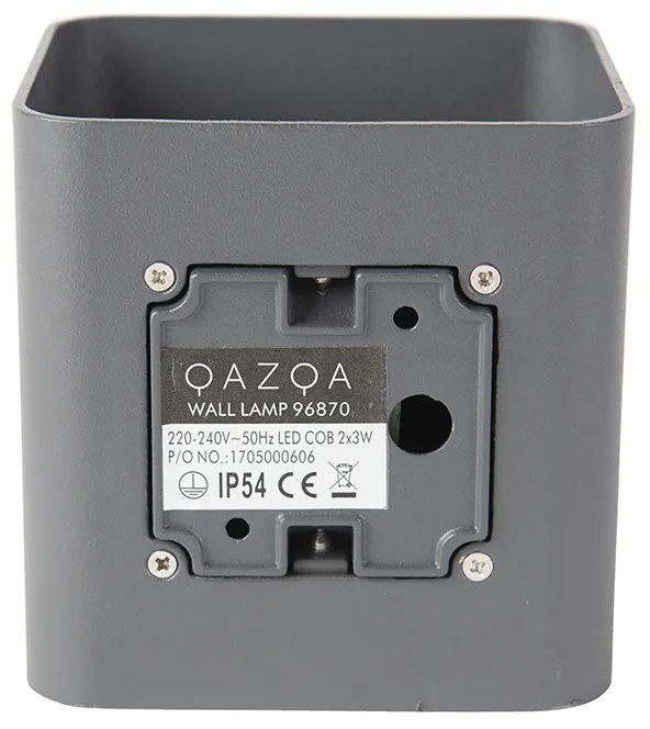 Moderná nástenná lampa tmavosivá vrátane LED IP54 štvorcová - Evi