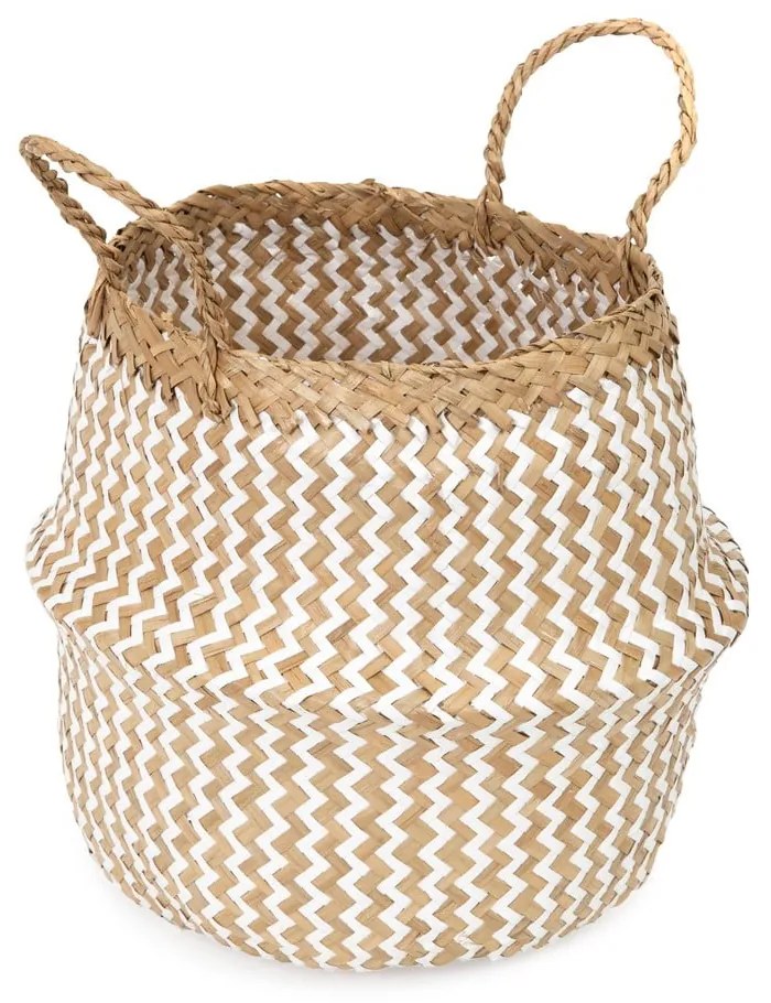 Svetlý úložný košík z morskej trávy Compactor Zic Zac, ⌀ 27 cm