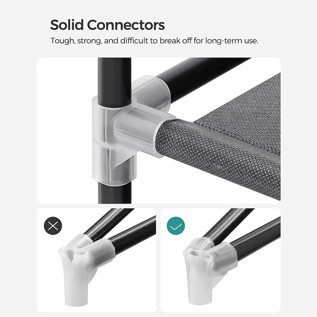 Šatník, prenosná modulárna skriňa, 4 bočné vrecká, čierna