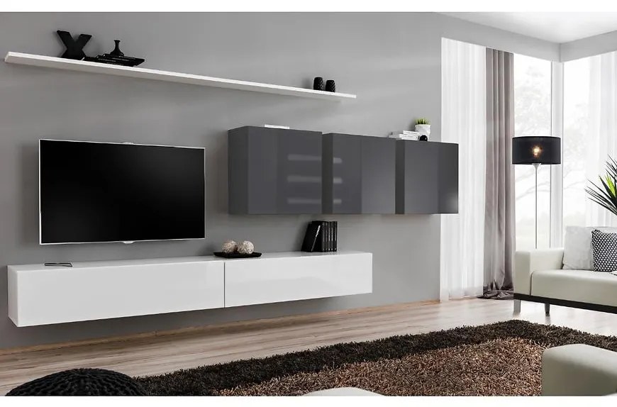 Obývacia stena Switch VII Biely/Grafit