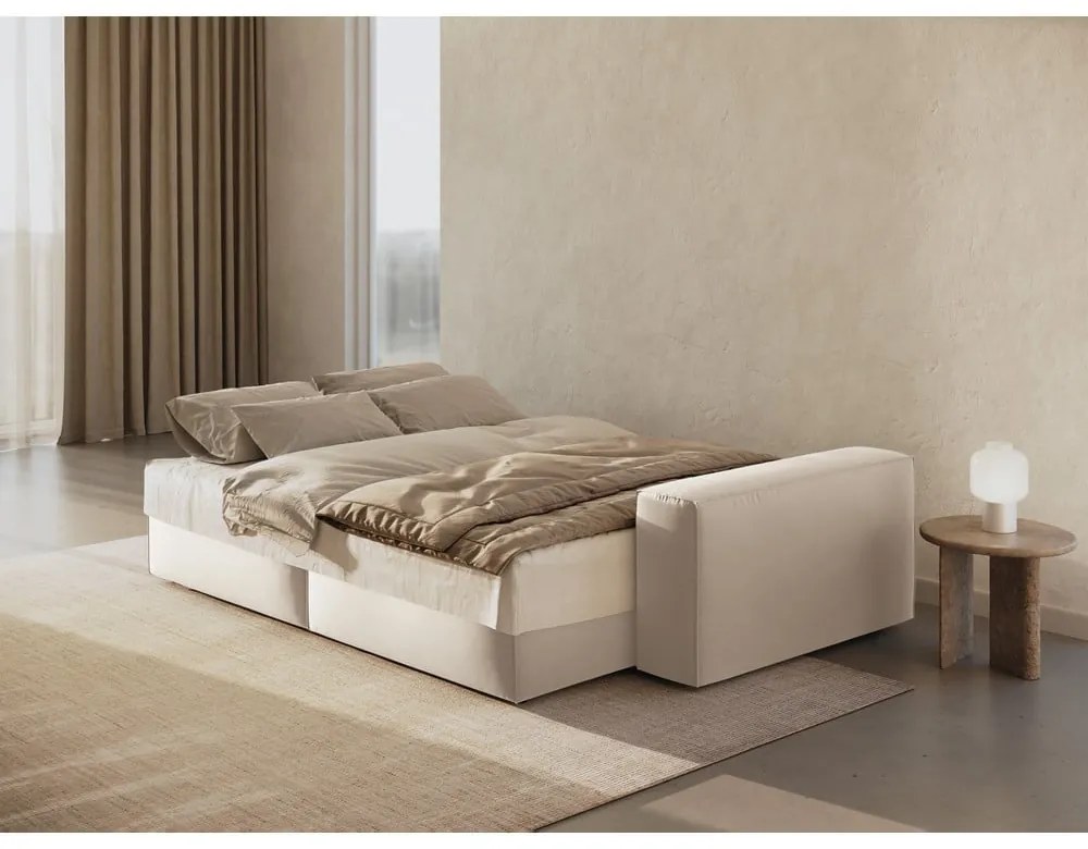 Béžová zamatová rozkladacia/s úložným priestorom pohovka 247 cm Jodie – Micadoni