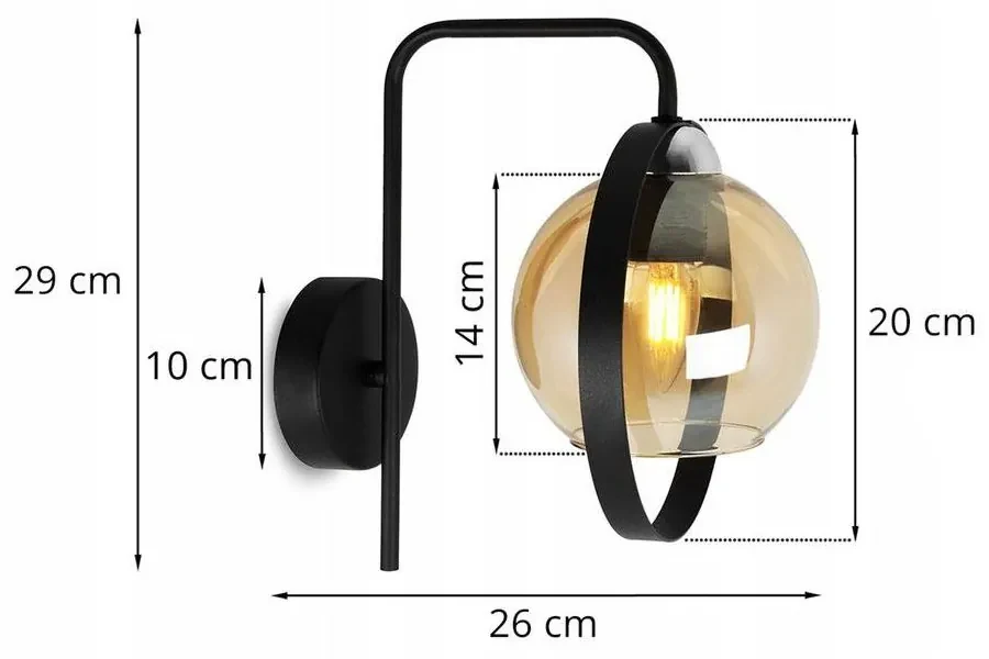 Nástenné svietidlo Haga Ring, 1x medové sklenené tienidlo (výber z 3 farieb uchytenia)