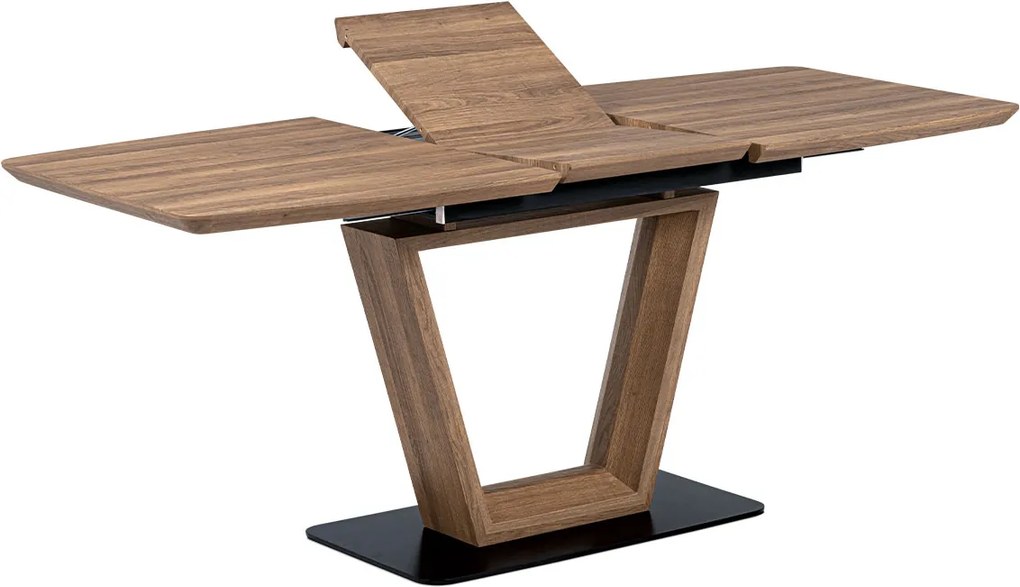 jedálenský stôl 140+40x80 cm, MDF divoký dub, kov matný čierny