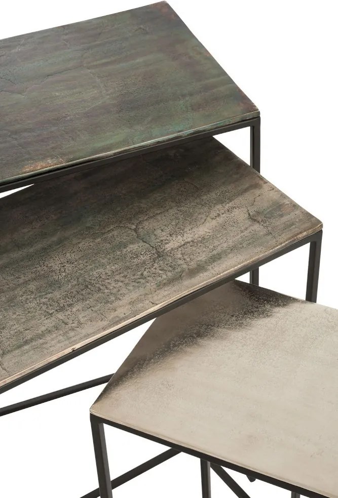 Set 3 kovových stolíkov Rectangular - 53*66*29 cm