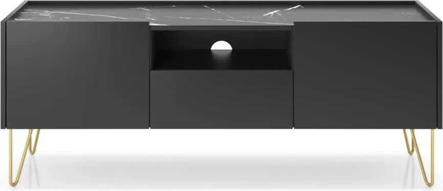 TV skrinka Harmony, čierna/čierny mramor