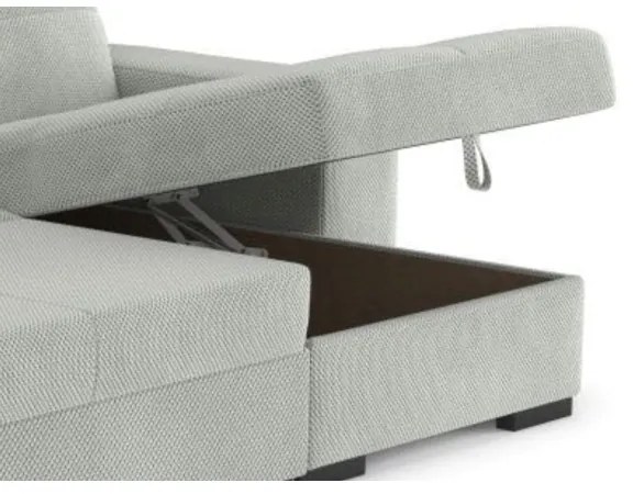 Rozkladacia sedačka s úložným priestorom a taburetom PALERMO svetlosivá pravá