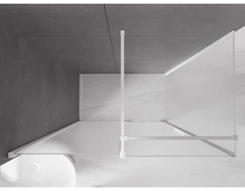 Mexen Velar, sprchový kút s posuvnými dverami 130 x 75 cm, 8mm sklo námraza, biela matná, 871-130-075-31-20