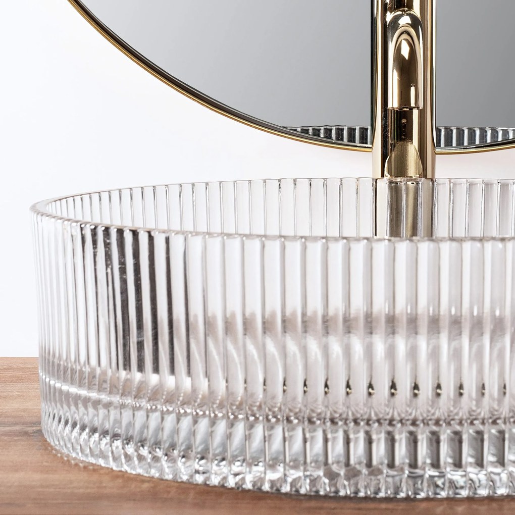 Rea Ingrid, sklenené umývadlo na dosku 40x40x13 cm, číra, REA-U0278