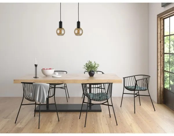 Luster na lanku JANTAR BLACK 2xE27/60W/230V