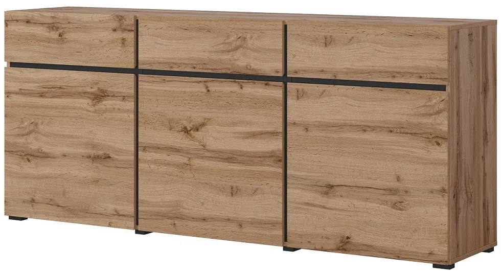 Komoda Cross 180 cm - dub wotan / čierna