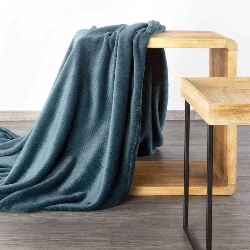 EUROFIRANY Flano deka veľmi mäkká na dotyk s 3d efektom 70 cm x 160 cm tmavomodrá 100 % polyester Varianta: 401103