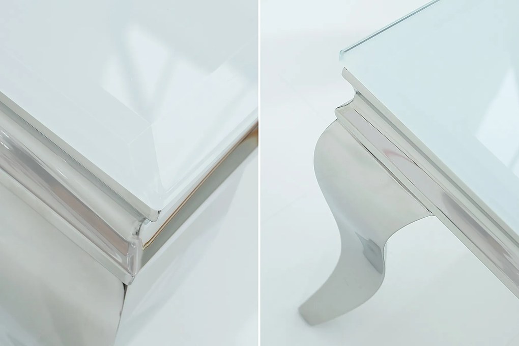 Bighome - Konferenčný stolík BARROCK 100 cm - strieborná, biela