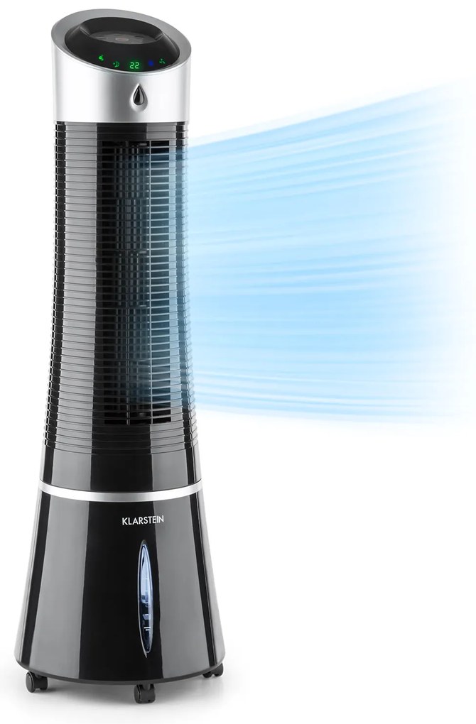 Klarstein Skyscraper Ice, 4 v 1 ochladzovač vzduchu, ventilátor, čistička vzduchu, zvlhčovač, 45 W, 210 m³/h, oscilácia, mobilný, diaľkové ovládanie