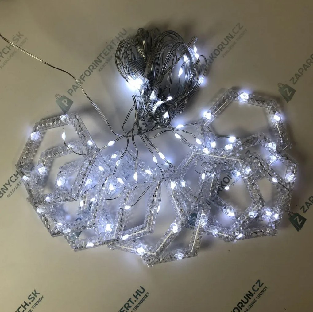 Vianočné svetielka - LED šesťhranné krúžky - 10 kusov - studená bílá