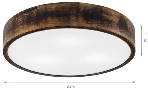 Stropné svietidlo OAK SMOKY 3xE27/15W/230V, pr. 47,5 cm, dub/tmavohnedá