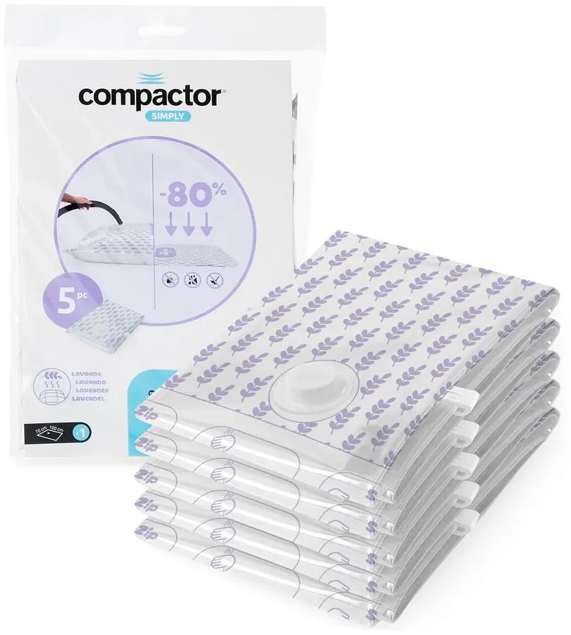 Vákuové vrecia v súprave 5 ks Compress Lavender – Compactor