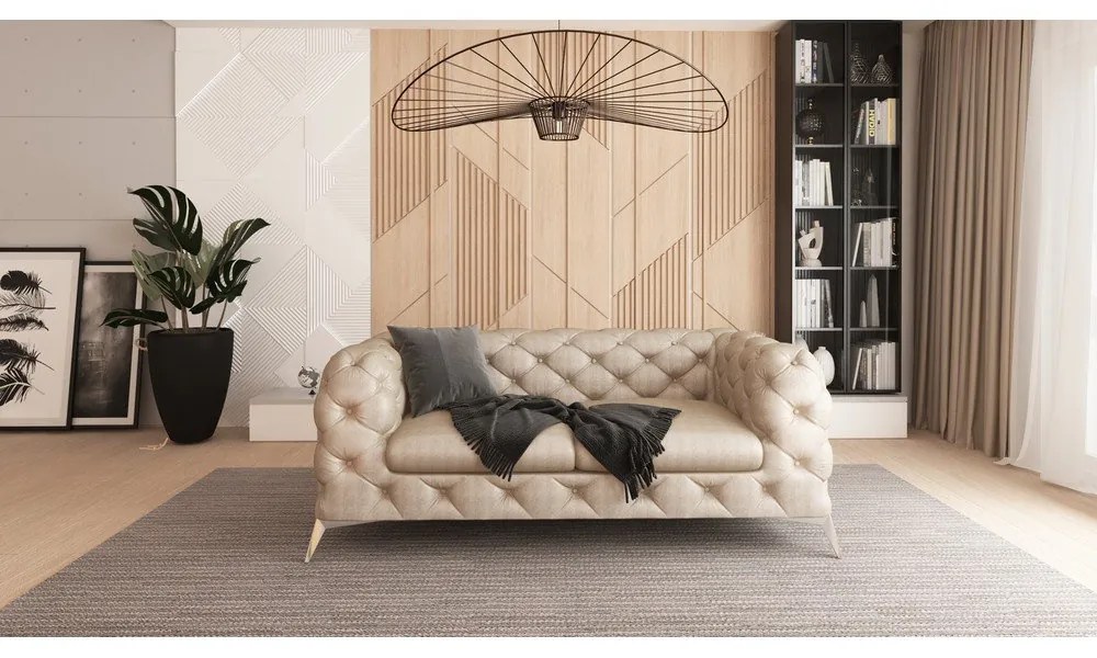 Béžová zamatová pohovka 185 cm Chelsea – Ropez