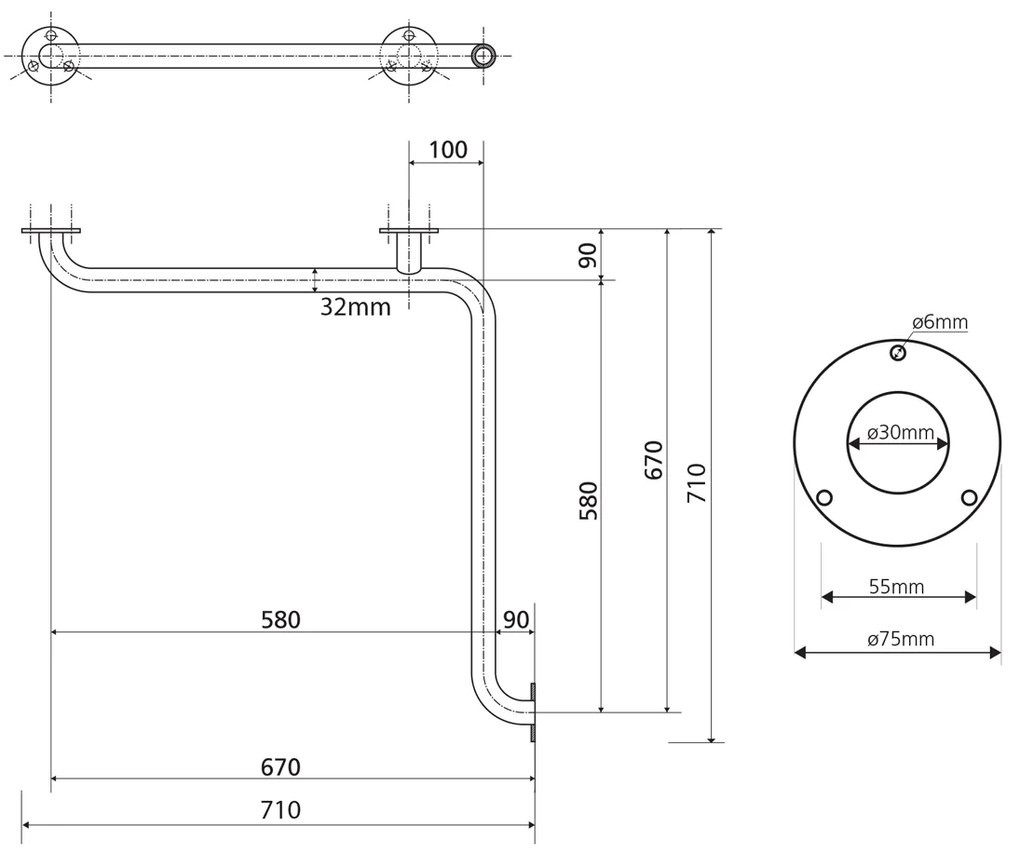 Sapho Sapho, Madlo do sprchy 670x670mm, biela, XH544W
