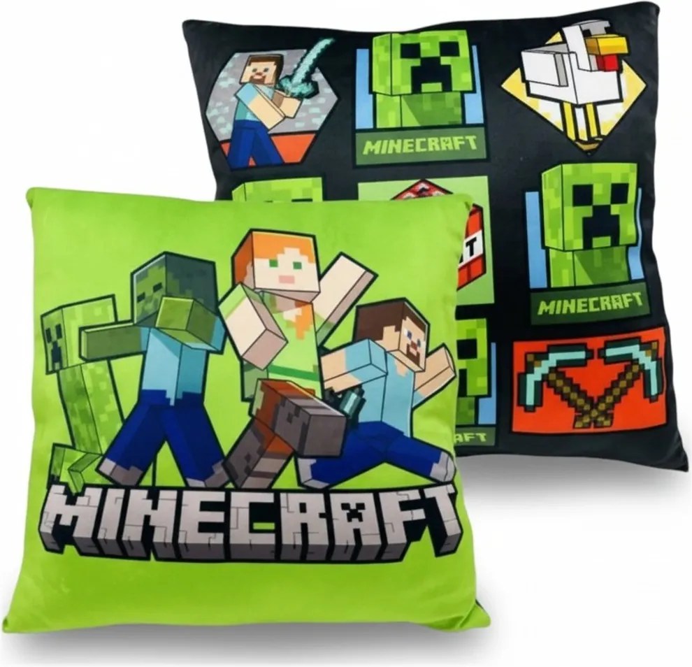 Obojstranný vankúš Minecraft - motív Herný svet - 38 x 38 cm