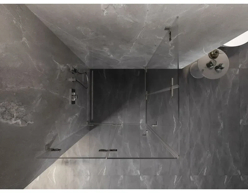 Mexen Lunar-F Duo, skladací sprchový kút 95 x 95 cm, 6mm číre sklo, oceľový profil, 836-095L-095P-97-00