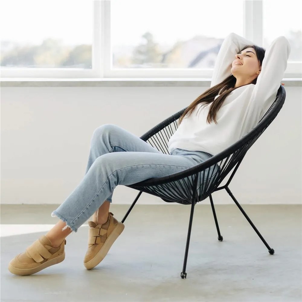 Záhradné kreslo oválne, výška 87 cm Springos - GF0085 čierna