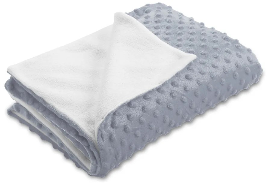 Biante Detská obojstranná deka Minky bodky/Polar MKP-050 Striebornosivá 75x100 cm