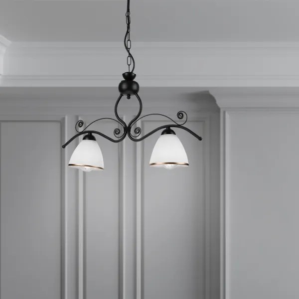 Luster na reťazi RETRO 2xE27/60W/230V matná čierna