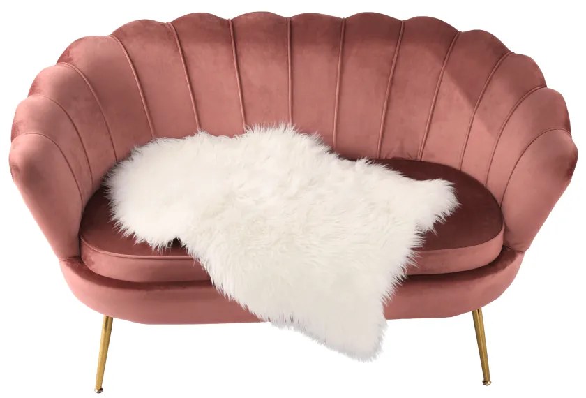 Lavica v štýle Art-deco, ružová Velvet látka/gold chróm-zlatý, NOBLIN