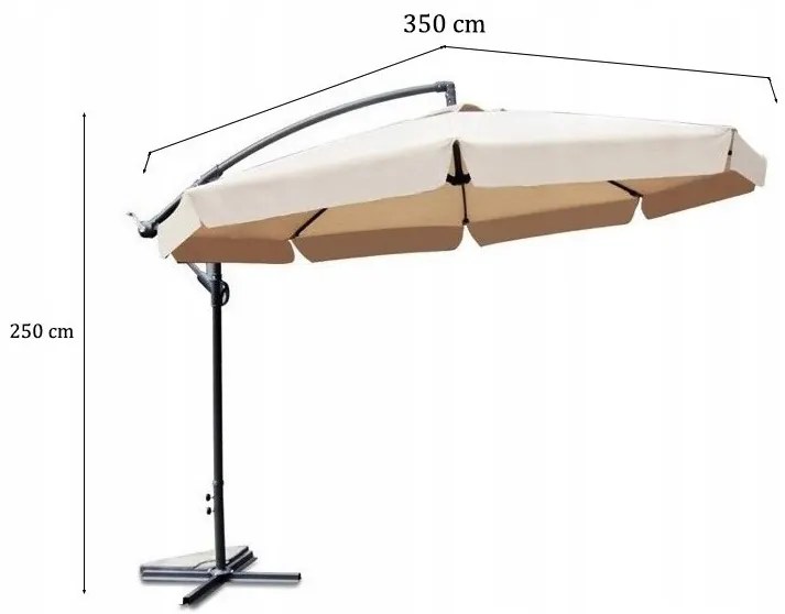DomTextilu Veľký záhradný slnečník so stojanom CAPPUCINO 350 cm 64874