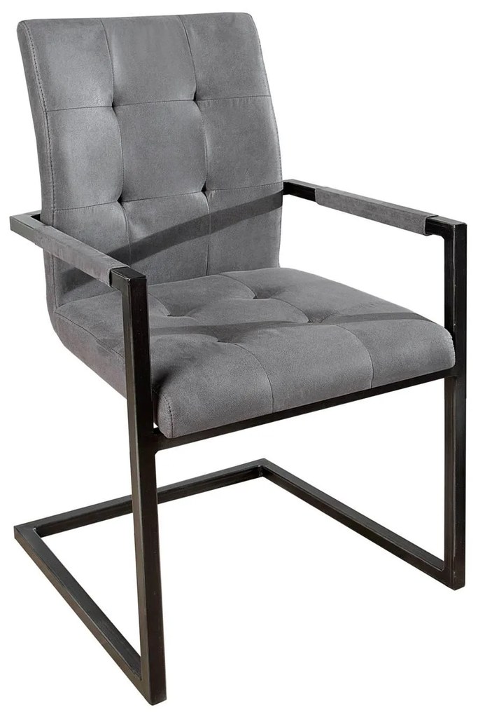 Jedálenská stolička vintage English šedá s operadlom