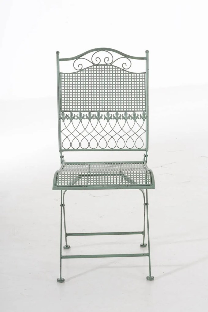 Kovová skladacia stolička Kiran - Zelená antik