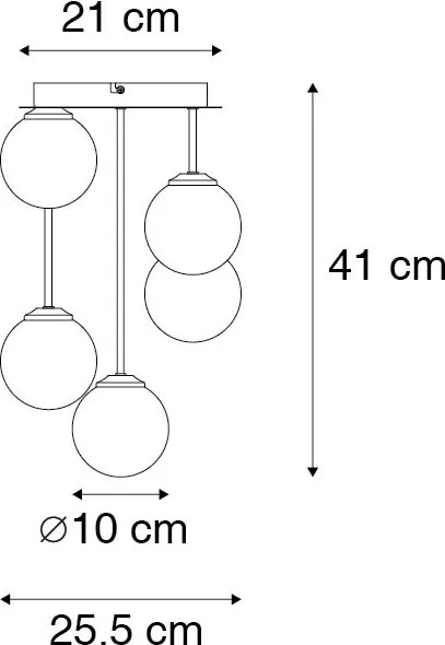 Moderné stropné svietidlo čierne so zlatom 5-žiarovkové - Atény Wire