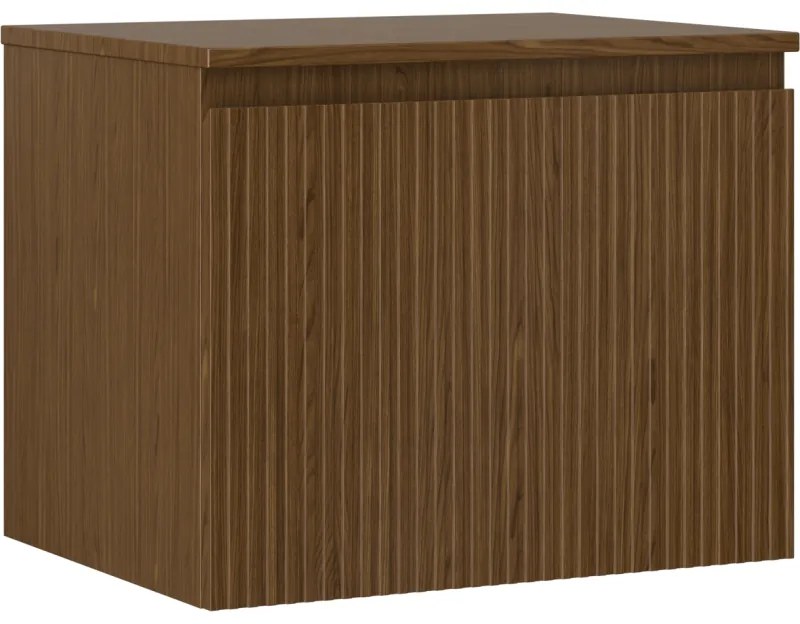 Mexen Rivel, kúpeľňová skrinka 60 cm s hornou časťou, 1 zásuvka, drážkovaná, orech, 91A20-06047-1-BFC86