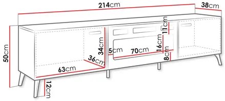 TV skrinka/stolík s elektrickým krbom Rostasi EF (kašmír lesklý + zlatá). Vlastná spoľahlivá doprava až k Vám domov. 1122925