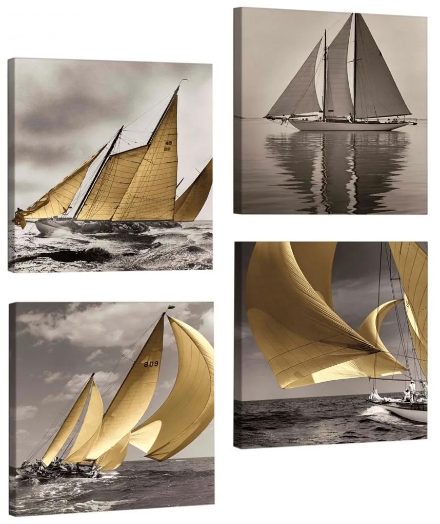 Sada 4 obrázkov Boats 33x33 cm