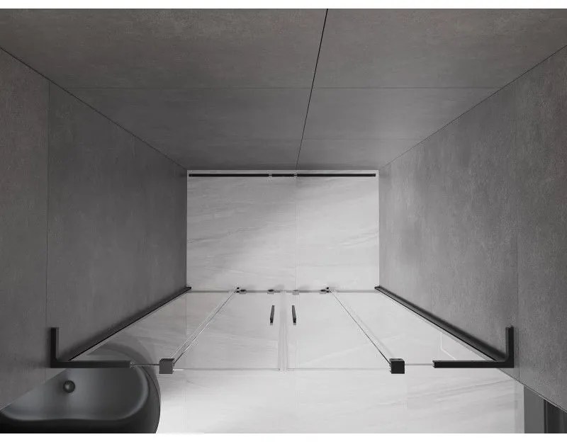 Mexen Velar L Duo, posuvné sprchové dvere do otvoru 150 cm, 8mm číre sklo, čierna matná, 871-150-003-02-70