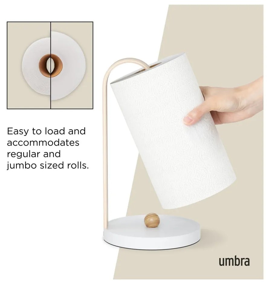Biely drevený stojan na papierové utierky ø 17 cm Bellwood – Umbra