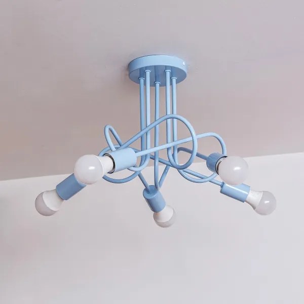 Prisadený luster OXFORD 5xE27/15W/230V, modrý