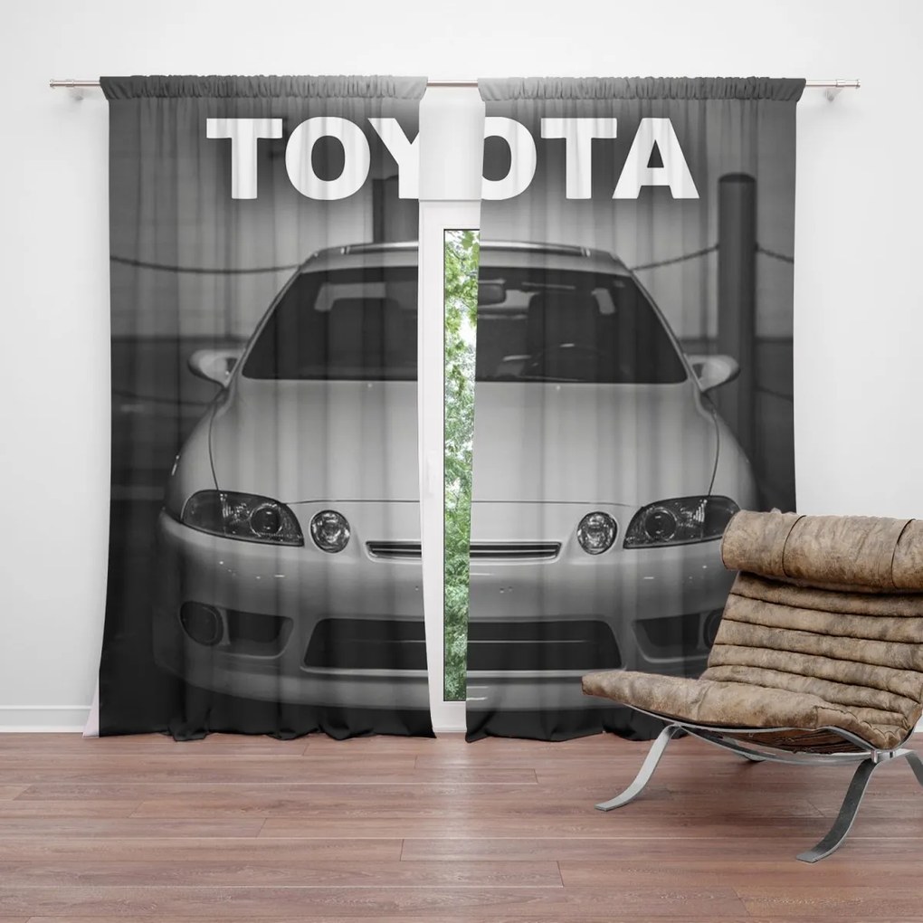 Sablio Záves Biele športové auto: 2ks 140x250cm