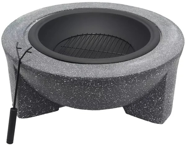 Prenosné ohnisko s roštom 79,5x38 cm, čierna/tmavá žula
