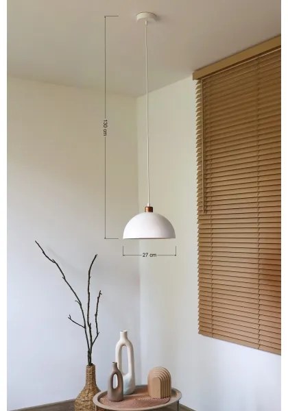 Duolla - Luster na lanku IRONLINE 1xE27/15W/230V pr. 27 cm biela/medená