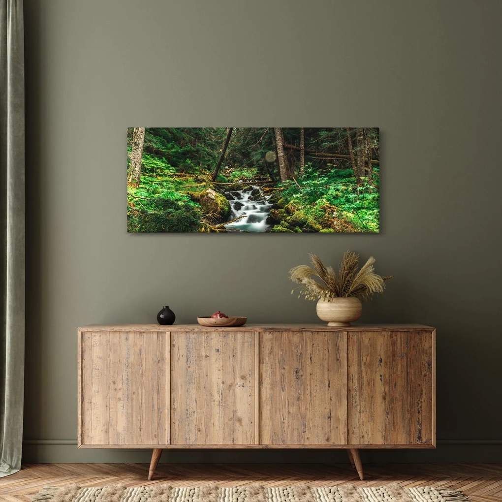 Obraz potoka v lese (120x50 cm)